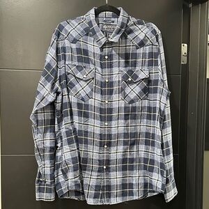 American Rag Navy and White Plaid Men's Shirt